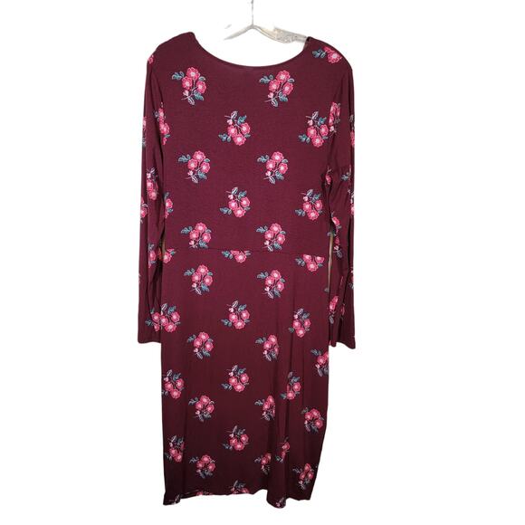 Old Navy NWT Twisted Floral Dress Knee Length Boat Neck Long Sleeves Size Large - Picture 2 of 7